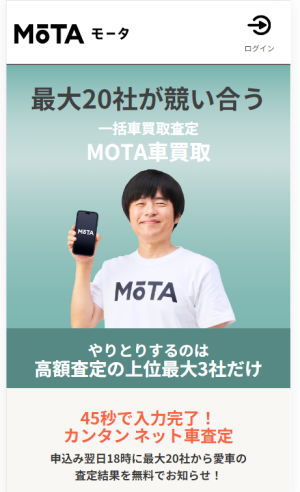 最大20社が軽自動車を査定し上位3社のみが連絡MOTA車買取